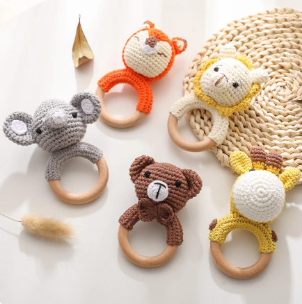 CROCHET BABY RATTLE TEETHER (BPA FREE)